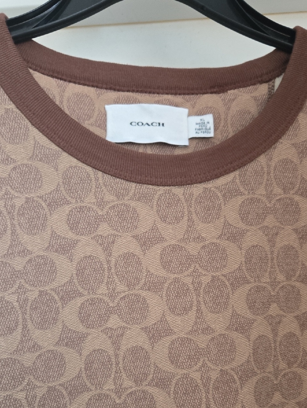 Coach  Tan/Brown Signature Logo Ringer Short Sleeve Top - Picture 3 of 5